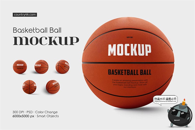 图片[1]-篮球模型品牌logo标识图案花纹智能贴图PSD模板PS样机效果图素材-设计猿