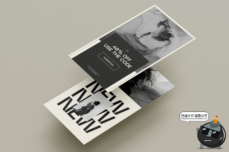 黑白简约潮流时尚大牌海报图文排版版式PSD模板AI矢量素材带字体-设计猿