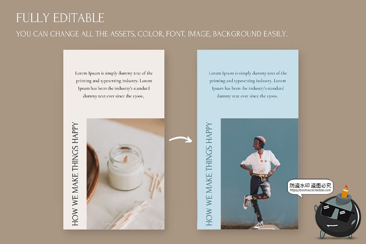 文艺优雅简约时尚品牌营销推文图文排版版式PSD模板素材附带字体-设计猿