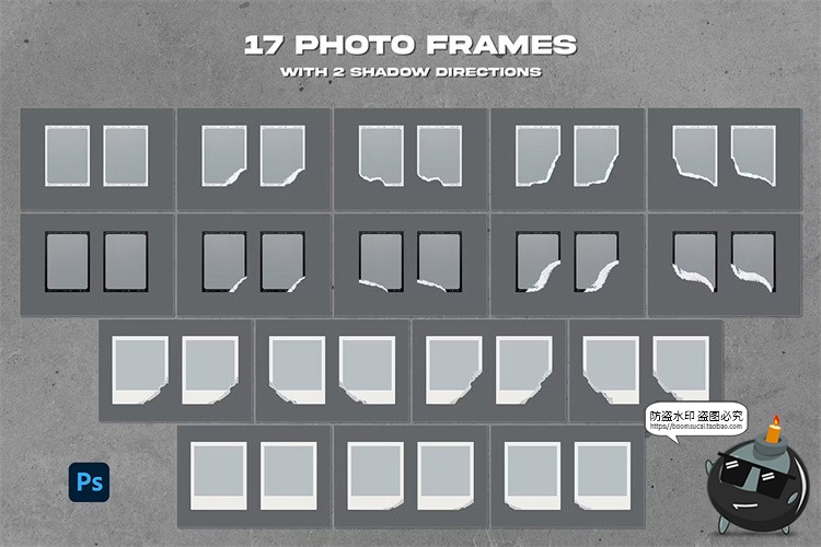 图片[2]-照片相框边框相片摄影图片撕纸撕裂拼贴情绪版样机PSD模板PS素材-设计猿