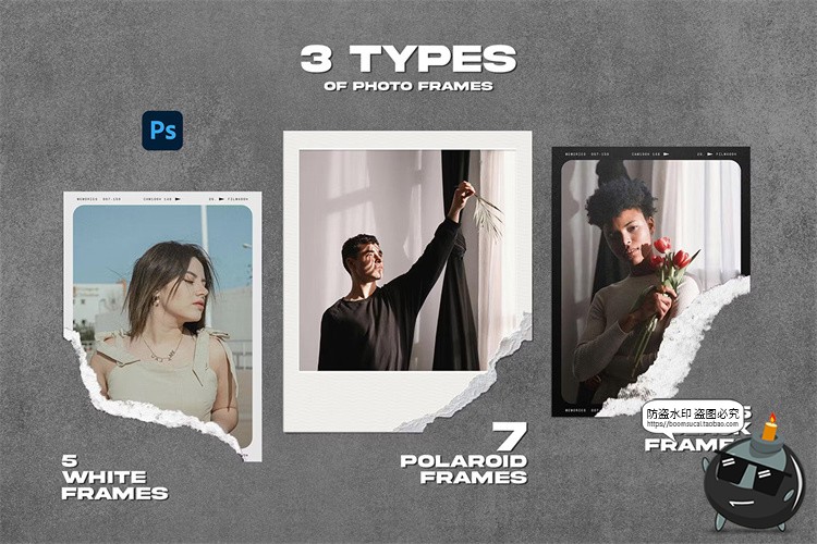 图片[5]-照片相框边框相片摄影图片撕纸撕裂拼贴情绪版样机PSD模板PS素材-设计猿