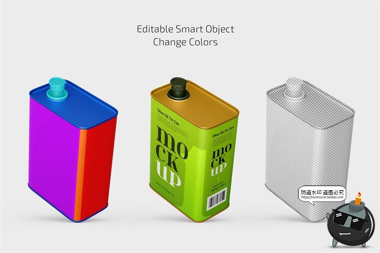 图片[2]-长方形橄榄油压缩金属锡罐头品牌包装标签贴图PSD模板样机PS素材-设计猿