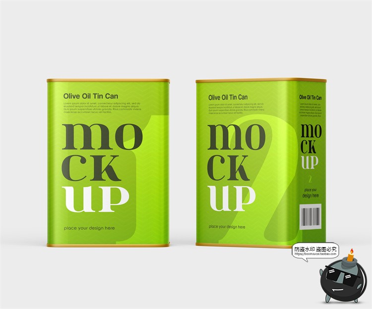 图片[5]-长方形橄榄油压缩金属锡罐头品牌包装标签贴图PSD模板样机PS素材-设计猿