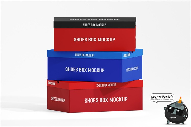 图片[2]-潮牌极简鞋盒纸盒长方形包装盒瓦楞纸天地盒PSD包装样机模板素材-设计猿