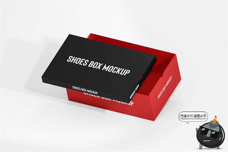 潮牌极简鞋盒纸盒长方形包装盒瓦楞纸天地盒PSD包装样机模板素材-设计猿