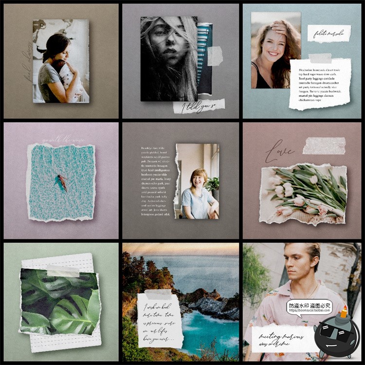 图片[1]-撕纸边缘效果照片旅行文案故事海报样机模板PSD分层源文件PS素材-设计猿