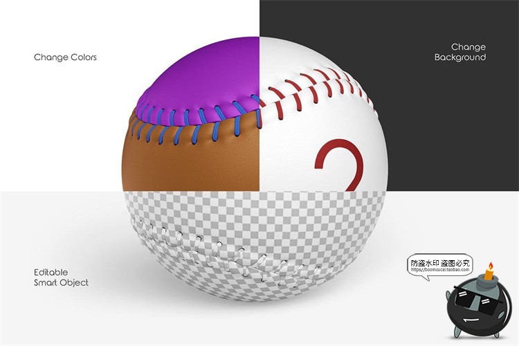 图片[8]-棒球模型球身球体logo标识徽标签名印花图案贴图模板PSD样机素材-设计猿