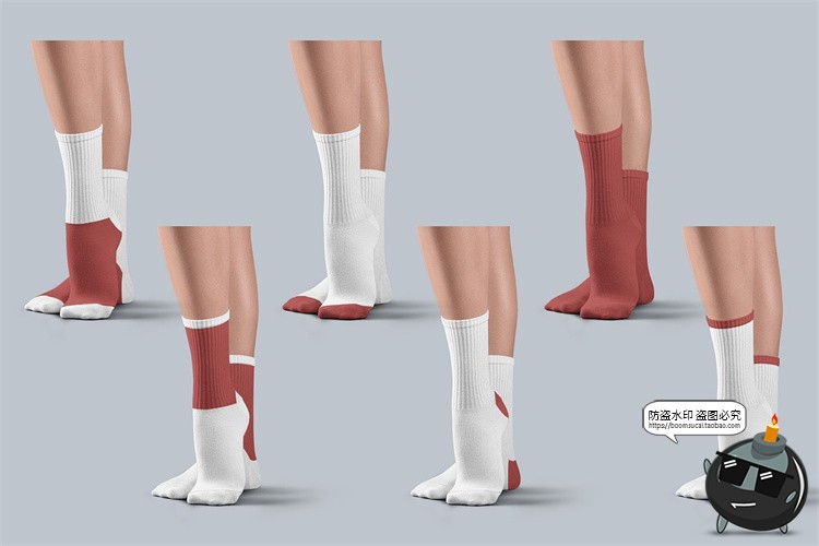 图片[2]-女模特长筒运动弹力中筒袜子图脚模展示效果图样机PSD模板PS素材-设计猿