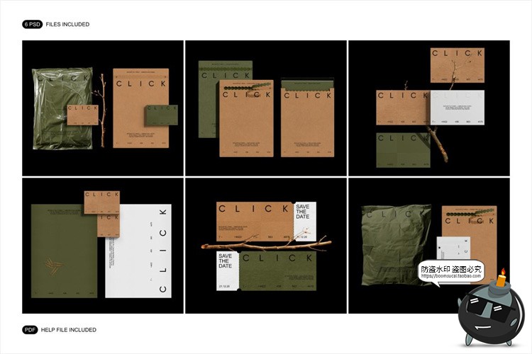 图片[2]-潮物文创环保牛皮纸名片信封信纸文具VI应用案例样机PSD模板素材-设计猿