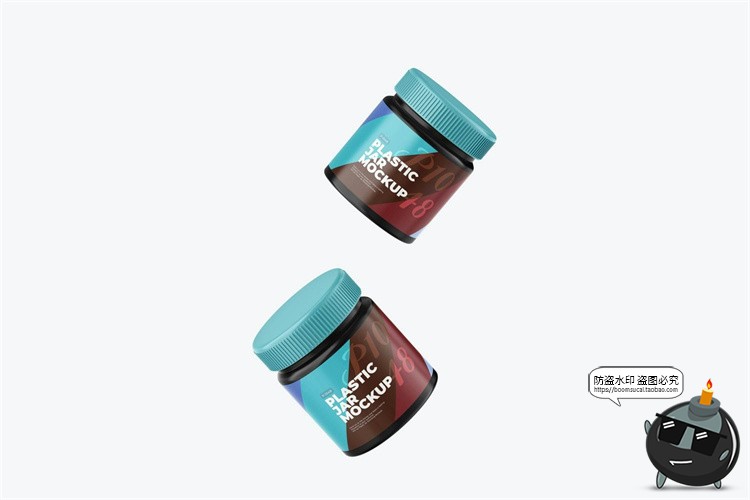 图片[2]-花生酱果酱塑料容器罐小圆瓶模型品牌包装贴图样机PSD模板PS素材-设计猿