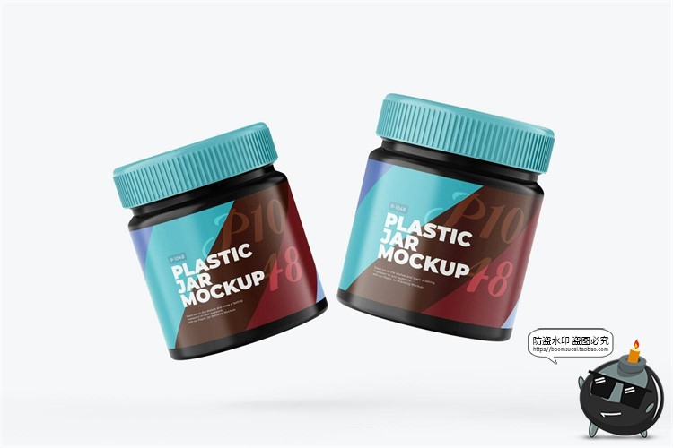 图片[5]-花生酱果酱塑料容器罐小圆瓶模型品牌包装贴图样机PSD模板PS素材-设计猿