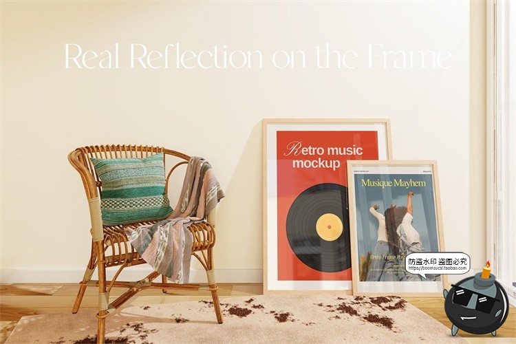 图片[6]-文艺原木风客厅装饰海报挂画相框画芯场景展示效果图PSD样机素材-设计猿