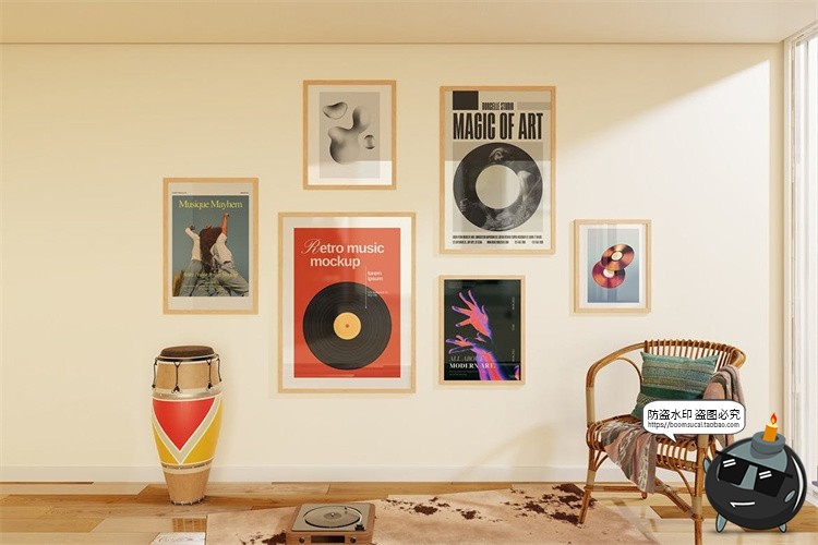 图片[7]-文艺原木风客厅装饰海报挂画相框画芯场景展示效果图PSD样机素材-设计猿