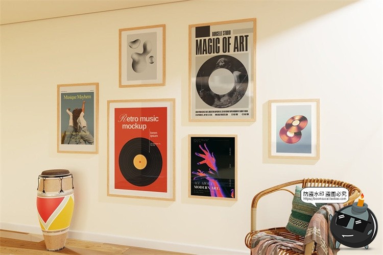 图片[8]-文艺原木风客厅装饰海报挂画相框画芯场景展示效果图PSD样机素材-设计猿