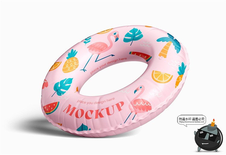图片[5]-充气儿童游泳圈浮力救生圈印花图案贴图展示效果样机PSD模板素材-设计猿