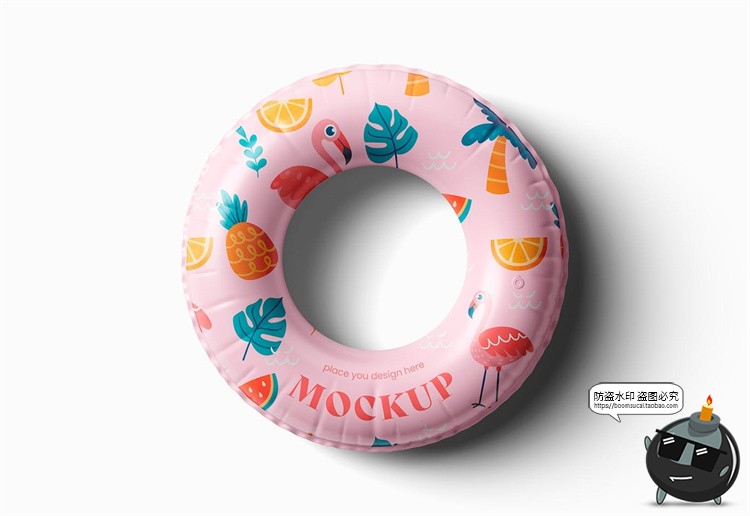 图片[6]-充气儿童游泳圈浮力救生圈印花图案贴图展示效果样机PSD模板素材-设计猿