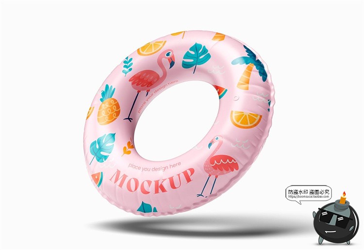 图片[7]-充气儿童游泳圈浮力救生圈印花图案贴图展示效果样机PSD模板素材-设计猿