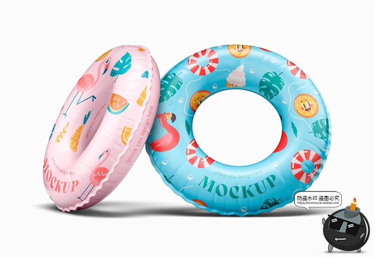 图片[8]-充气儿童游泳圈浮力救生圈印花图案贴图展示效果样机PSD模板素材-设计猿