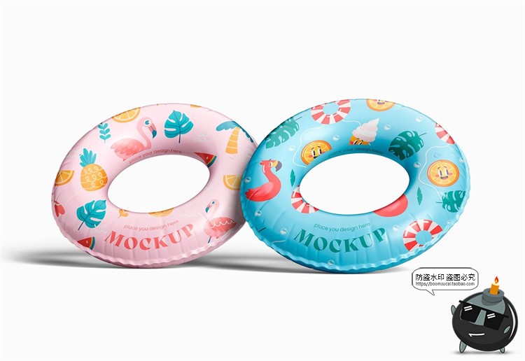 图片[9]-充气儿童游泳圈浮力救生圈印花图案贴图展示效果样机PSD模板素材-设计猿