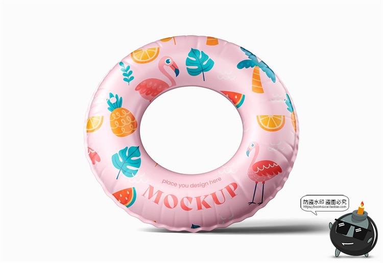 图片[12]-充气儿童游泳圈浮力救生圈印花图案贴图展示效果样机PSD模板素材-设计猿