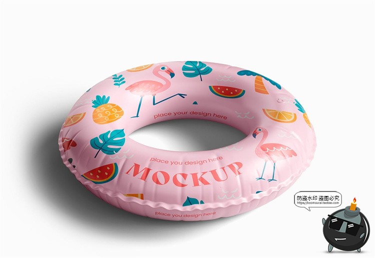 图片[13]-充气儿童游泳圈浮力救生圈印花图案贴图展示效果样机PSD模板素材-设计猿