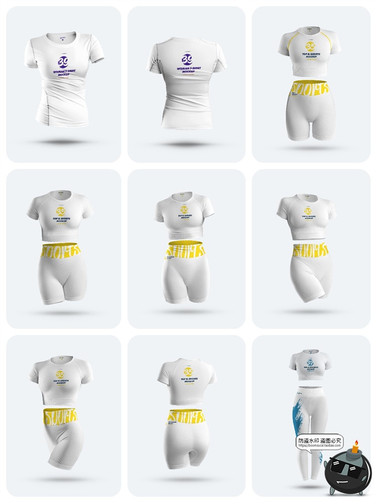 图片[1]-女式瑜伽服运动背心运动款健身服紧身衣图案贴图样机PSD模板素材-设计猿