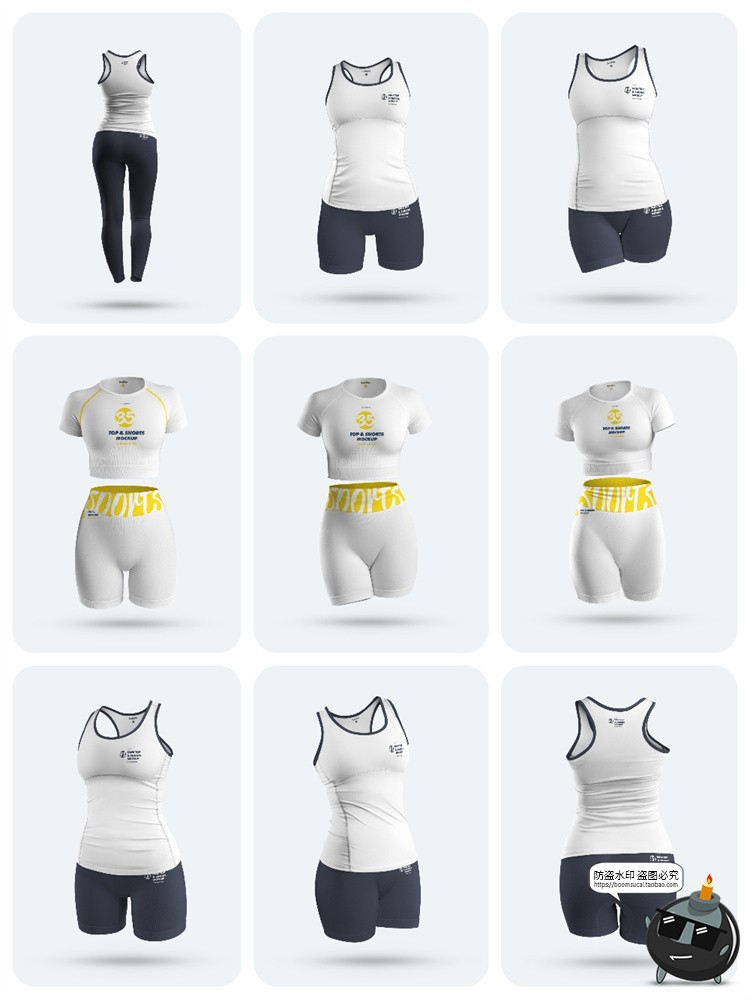 图片[3]-女式瑜伽服运动背心运动款健身服紧身衣图案贴图样机PSD模板素材-设计猿