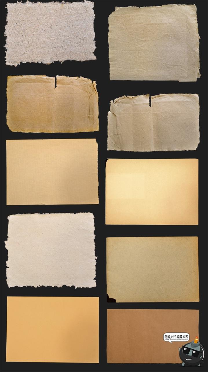 复古破旧做旧发黄破损撕裂毛边牛皮纸草纸张PNG免抠背景图片素材-设计猿