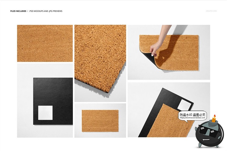图片[2]-入户门浴室脚垫地毯毛绒门口地垫印花图案贴图样机PSD模板PS素材-设计猿