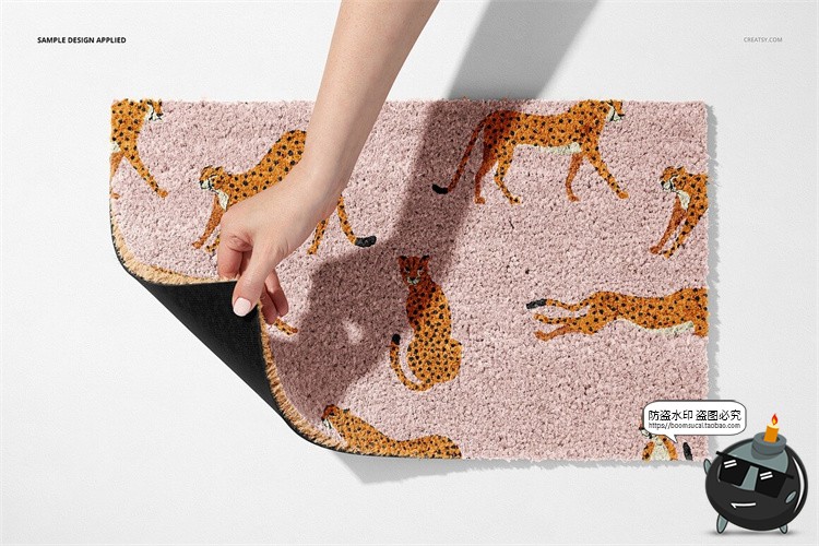 图片[4]-入户门浴室脚垫地毯毛绒门口地垫印花图案贴图样机PSD模板PS素材-设计猿
