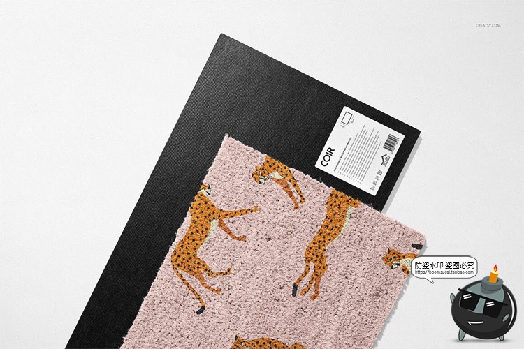 图片[6]-入户门浴室脚垫地毯毛绒门口地垫印花图案贴图样机PSD模板PS素材-设计猿