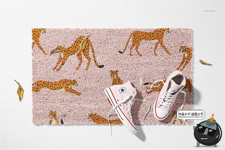 图片[7]-入户门浴室脚垫地毯毛绒门口地垫印花图案贴图样机PSD模板PS素材-设计猿