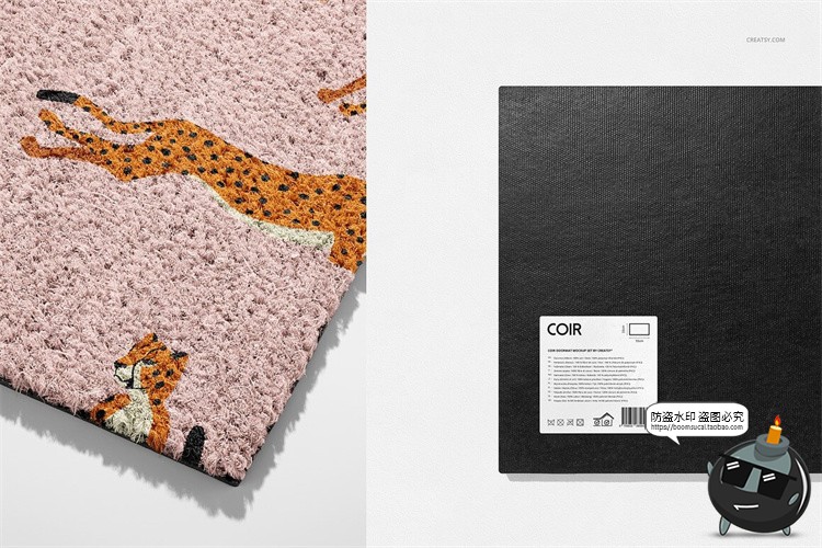 图片[9]-入户门浴室脚垫地毯毛绒门口地垫印花图案贴图样机PSD模板PS素材-设计猿