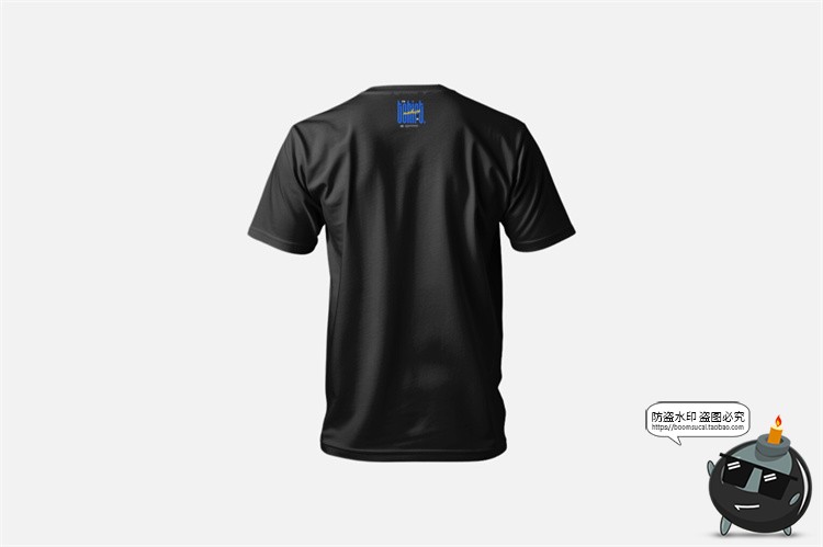 图片[5]-黑色圆领短袖休闲体恤衫模型上衣品牌logo标识贴图服饰样机PS素材-设计猿