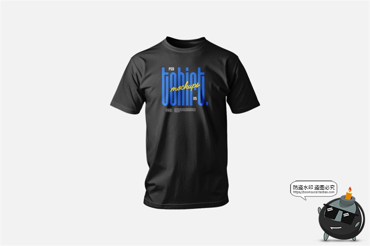 图片[6]-黑色圆领短袖休闲体恤衫模型上衣品牌logo标识贴图服饰样机PS素材-设计猿