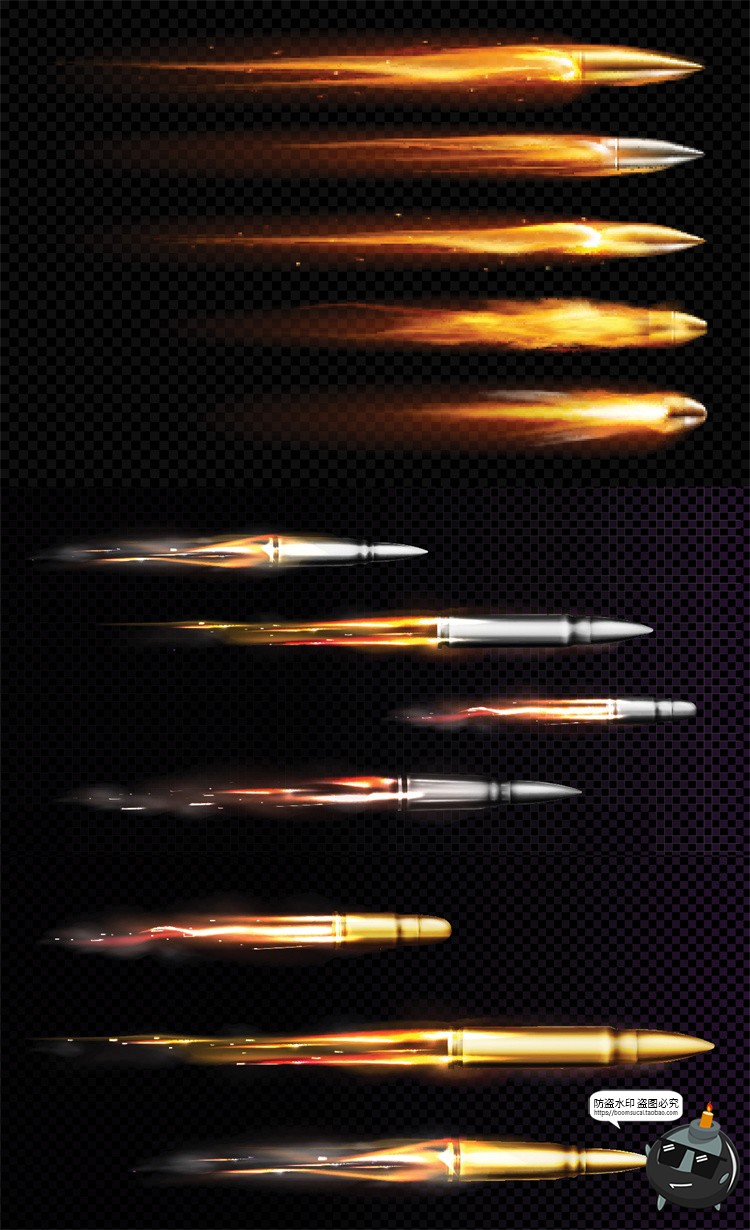 急速子弹头飞行轨迹火焰尾焰特效痕迹海报广告后期合成AI矢量素材-设计猿