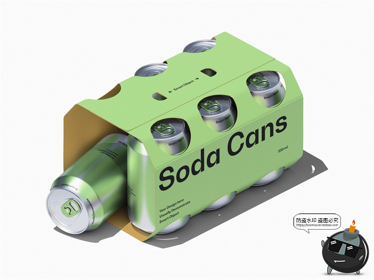 图片[3]-潮牌听装啤酒饮料苏打水套装组合易拉罐包装展示样机PSD模板素材-设计猿
