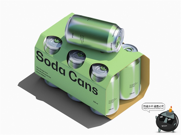 图片[4]-潮牌听装啤酒饮料苏打水套装组合易拉罐包装展示样机PSD模板素材-设计猿