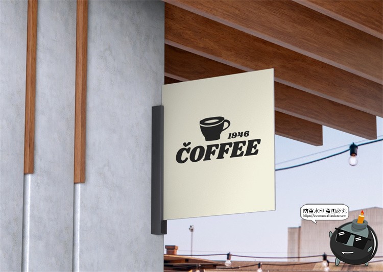图片[4]-咖啡店品牌门头场景咖啡杯LOGO展示vi提案贴图样机PSD模板PS素材-设计猿