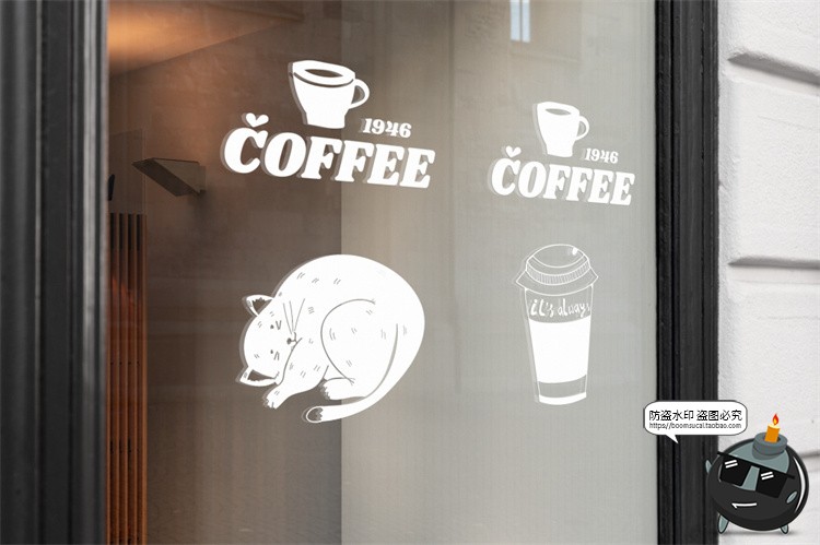 图片[5]-咖啡店品牌门头场景咖啡杯LOGO展示vi提案贴图样机PSD模板PS素材-设计猿