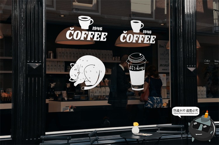 图片[6]-咖啡店品牌门头场景咖啡杯LOGO展示vi提案贴图样机PSD模板PS素材-设计猿