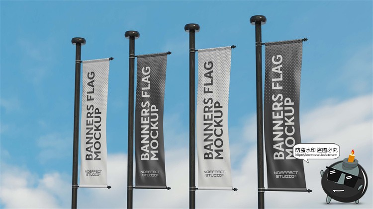 图片[1]-户外品牌广告海报道旗刀旗宣传旗帜作品贴图PSD模板样机PS素材-设计猿