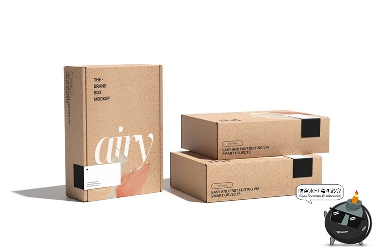 图片[2]-牛皮纸快递打包飞机盒纸盒产品包装样机展示效果图PSD模板PS素材-设计猿