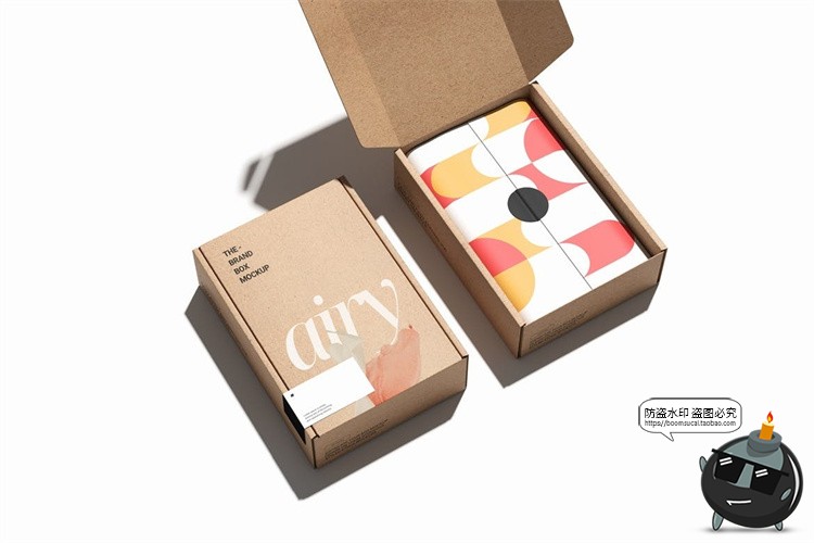 图片[3]-牛皮纸快递打包飞机盒纸盒产品包装样机展示效果图PSD模板PS素材-设计猿