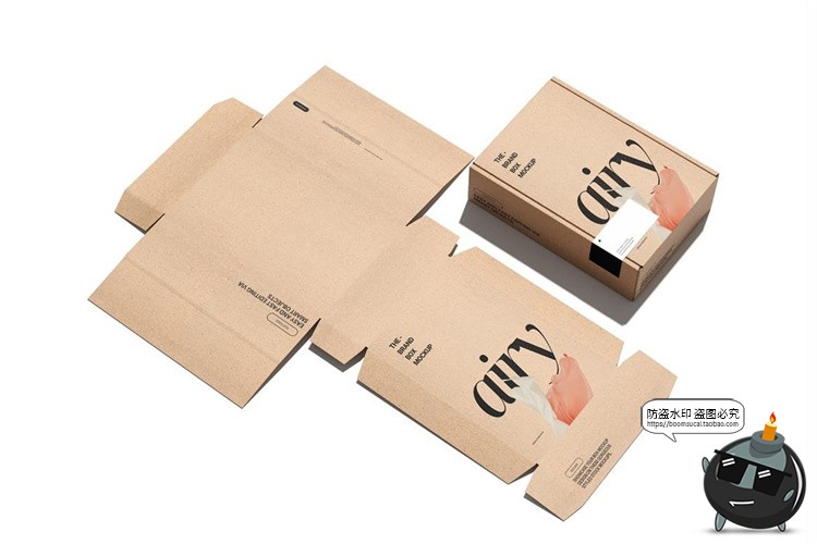 图片[4]-牛皮纸快递打包飞机盒纸盒产品包装样机展示效果图PSD模板PS素材-设计猿