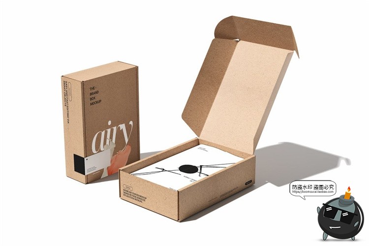 图片[5]-牛皮纸快递打包飞机盒纸盒产品包装样机展示效果图PSD模板PS素材-设计猿