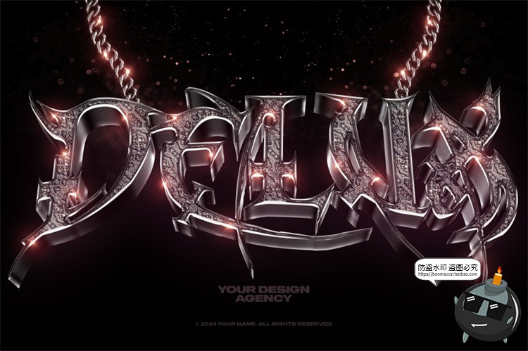 图片[11]-3D金属立体满钻碎钻水晶字母吊坠潮牌项链特效字PSD样机模板素材-设计猿