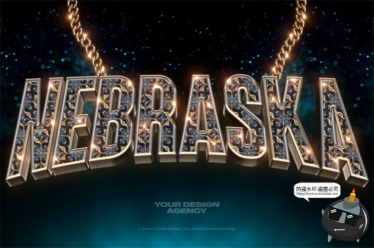 图片[12]-3D金属立体满钻碎钻水晶字母吊坠潮牌项链特效字PSD样机模板素材-设计猿