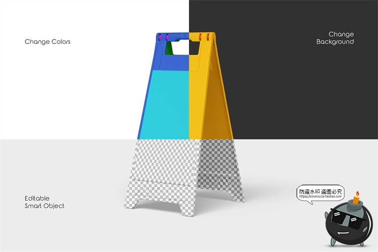 图片[2]-橡胶塑料隔离警示施工路障模型品牌logo标识贴图PSD模板样机素材-设计猿