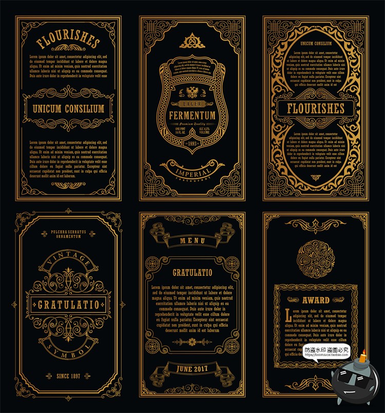 欧式巴洛克花纹边框哥特装饰卡片封面图案图形AI矢量ai源文件素材-设计猿